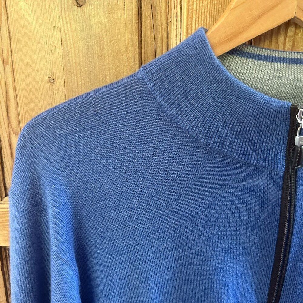 Peter Millar XL Sweater Men’s Blue 1/4 Zip Pullover Long Sleeve Merino Wool Silk - Picture 3 of 11